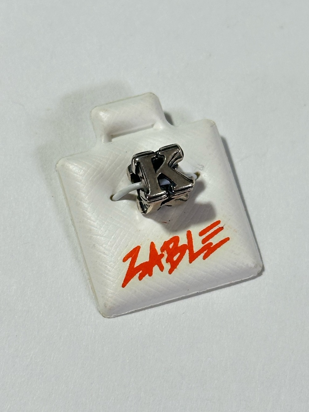 NWT Zable 925 Sterling ‘K’ Initial Letter Pandora Style Spacer Bead Charm